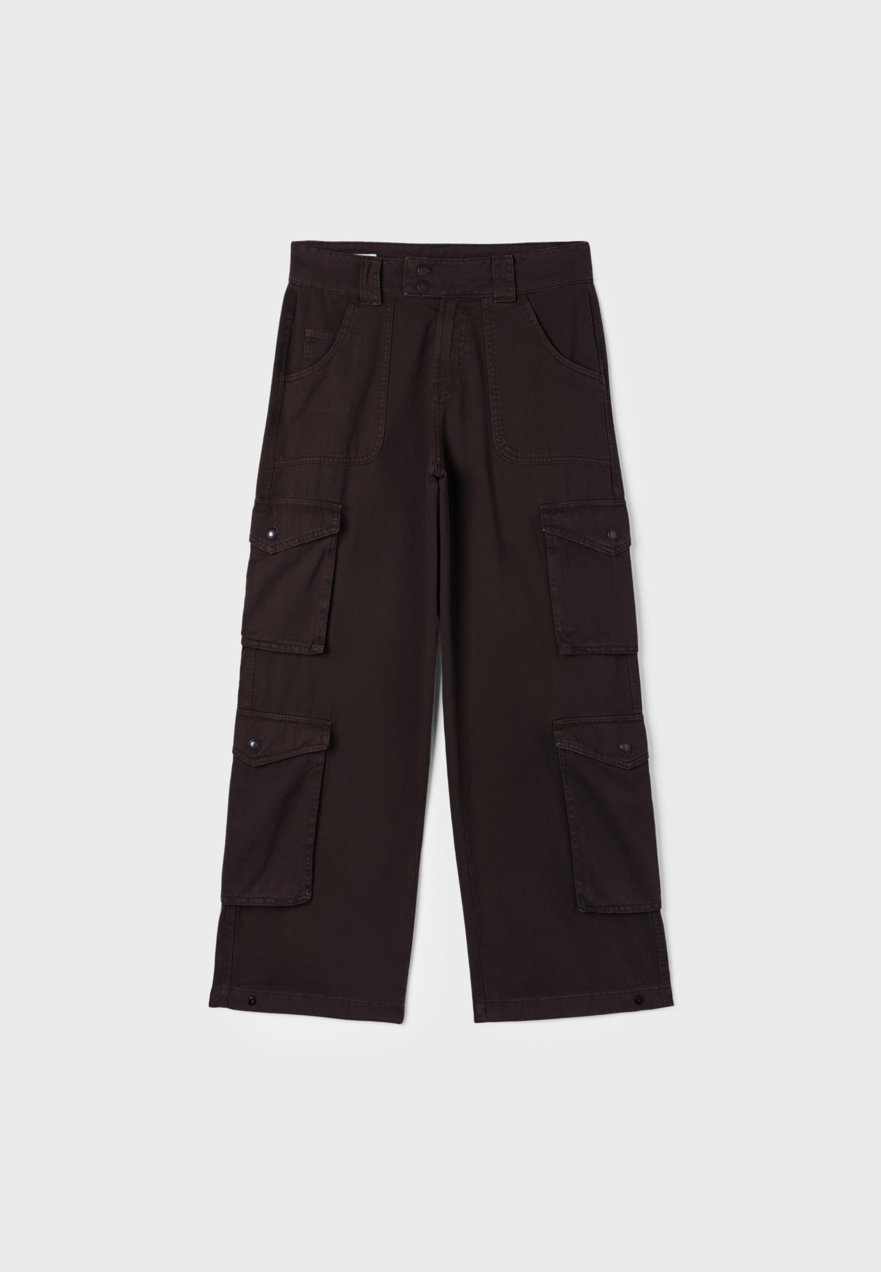Straight cargo trousers — Brown