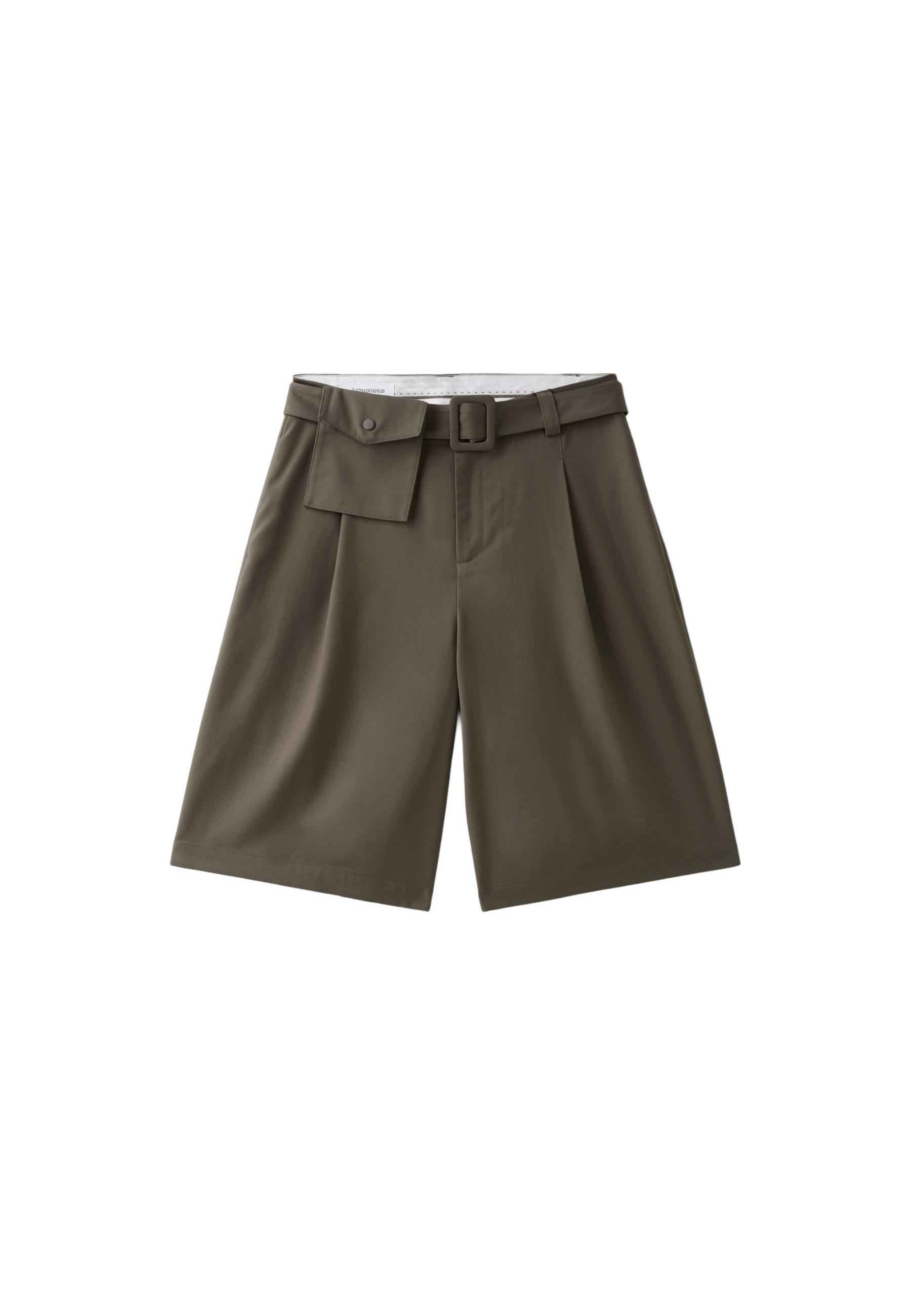 Smart Bermuda shorts with belt detail — Brown