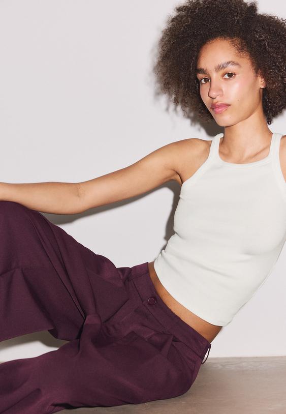 pantaloni eleganti gamba larga con pinces