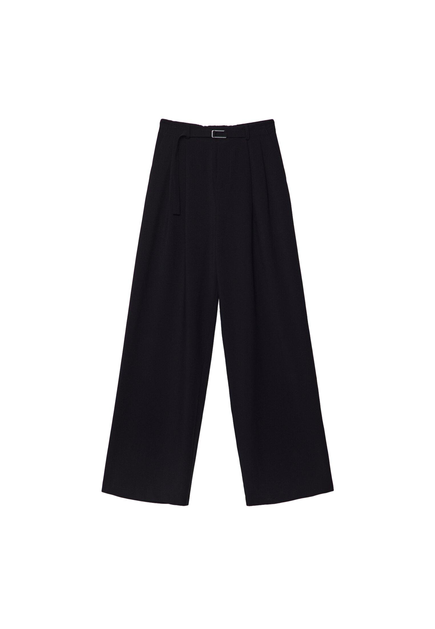 Wide-leg trousers with buckle detail — Black