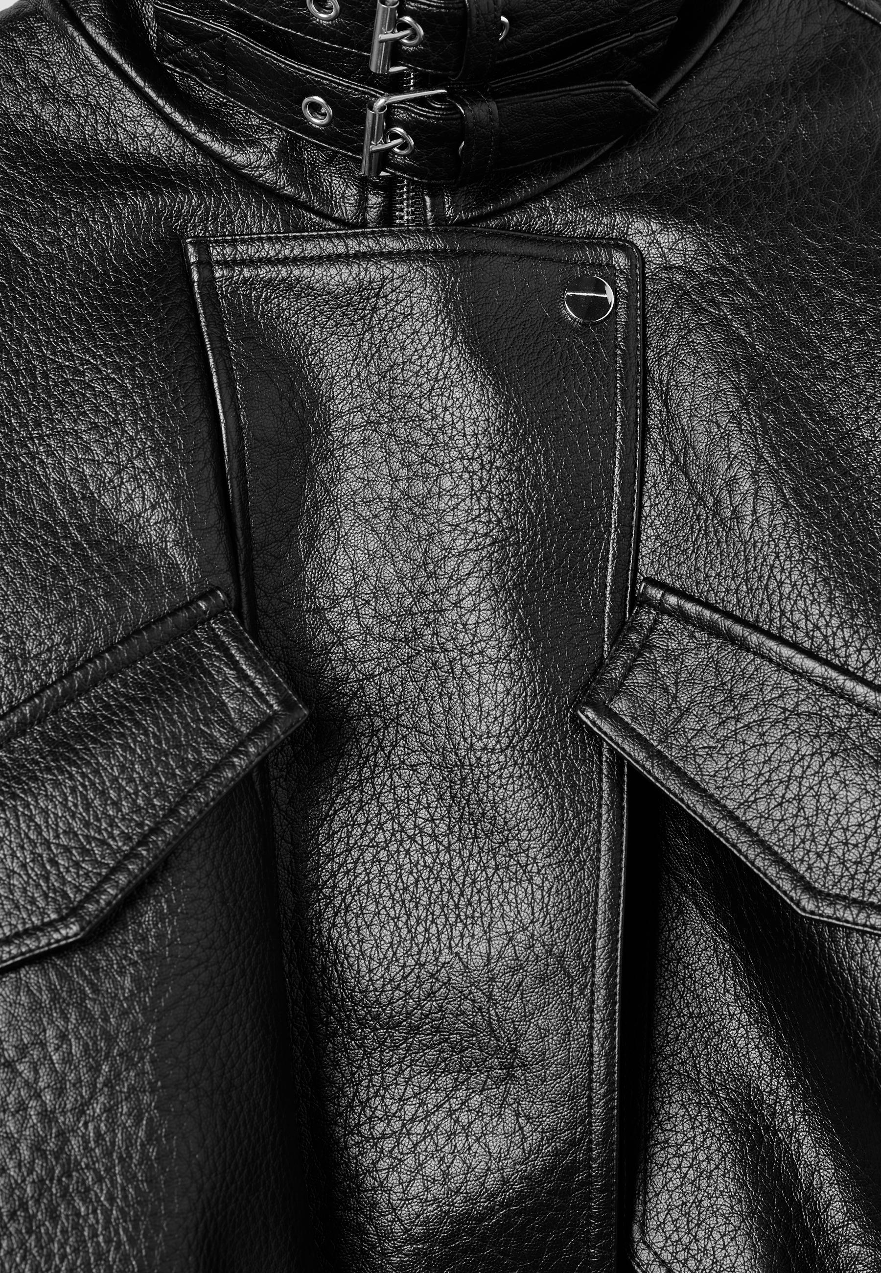 Stradivarius Vatkalı cepli suni deri ceket görsel 4
