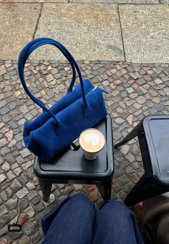 faux suede bowling bag