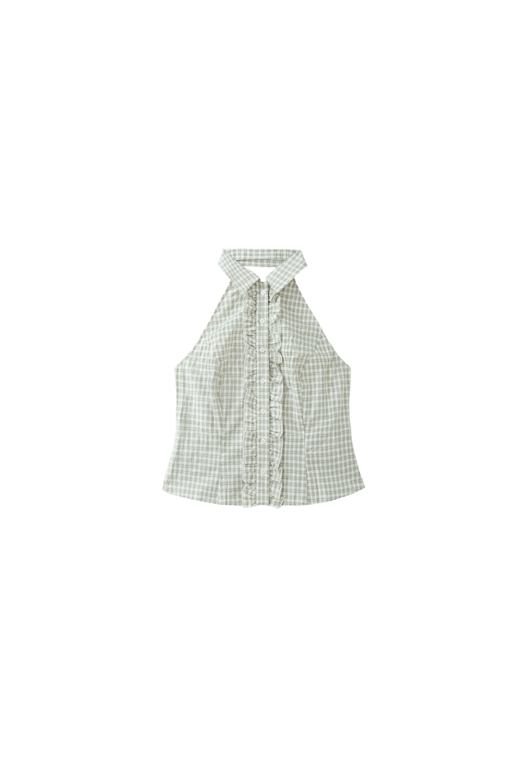 Checked halter top — Khaki