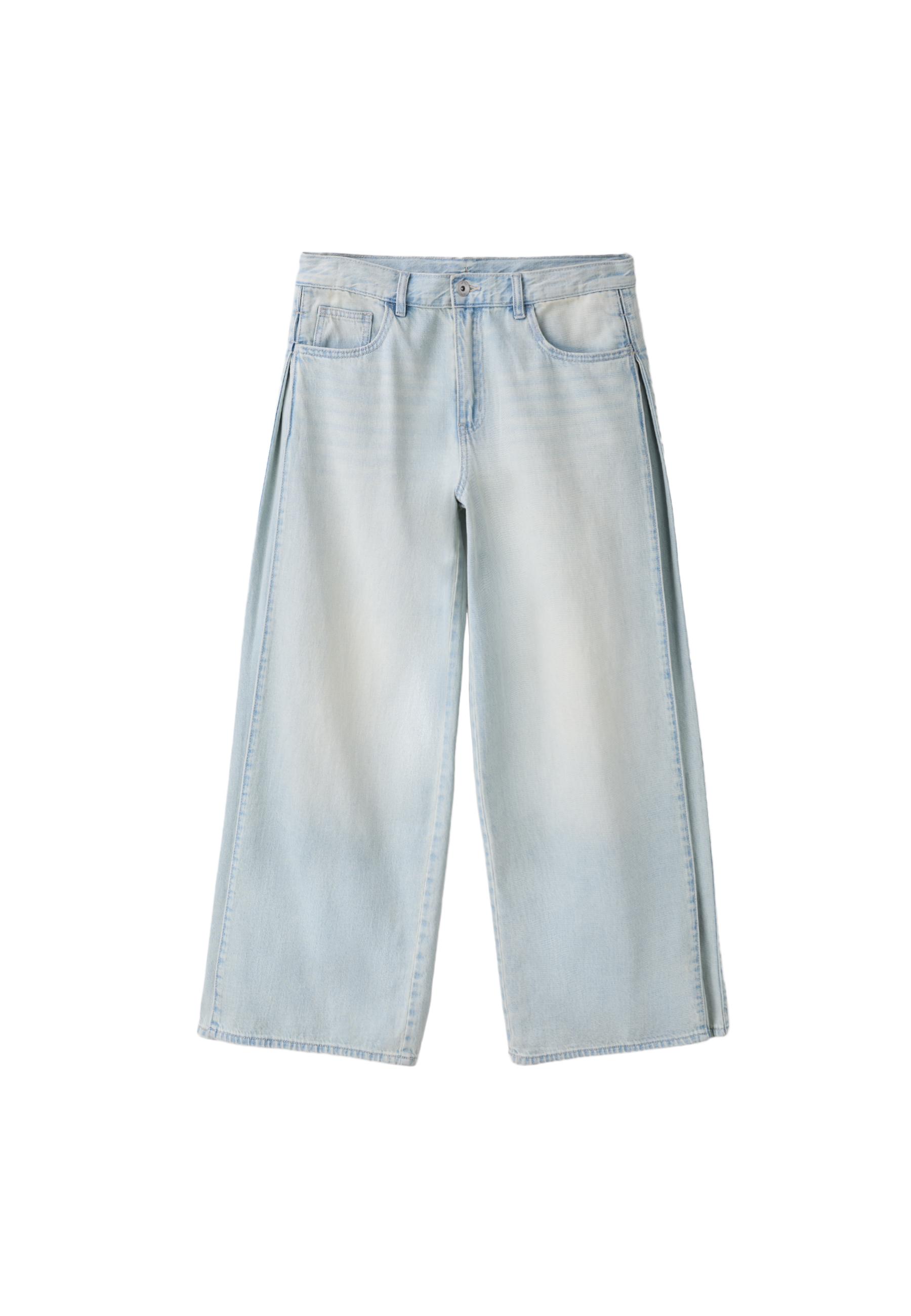 Pleated super wide-leg jeans — LIGHT BLEACH