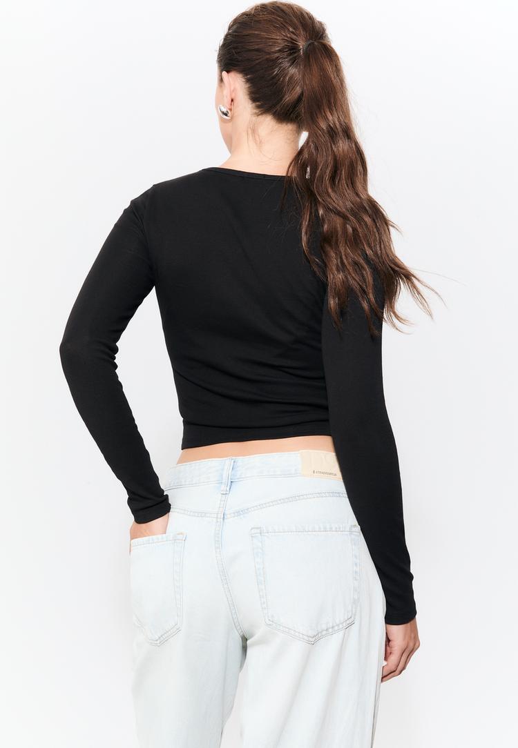 basisch katoenen t shirt met lange mouw