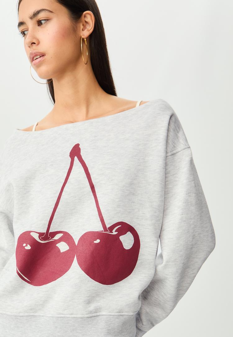 cherry print sweatshirt