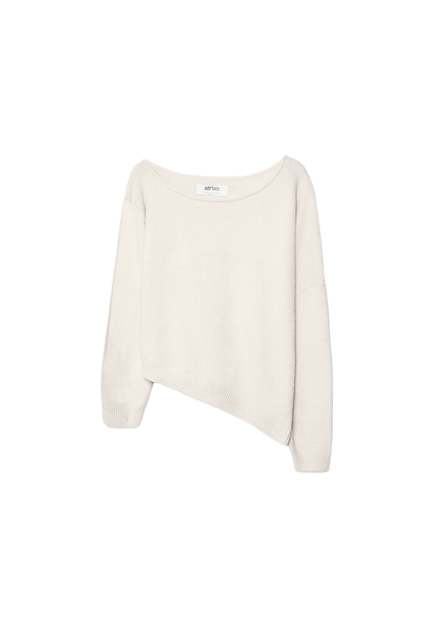 Asymmetric knit sweater — Ecru
