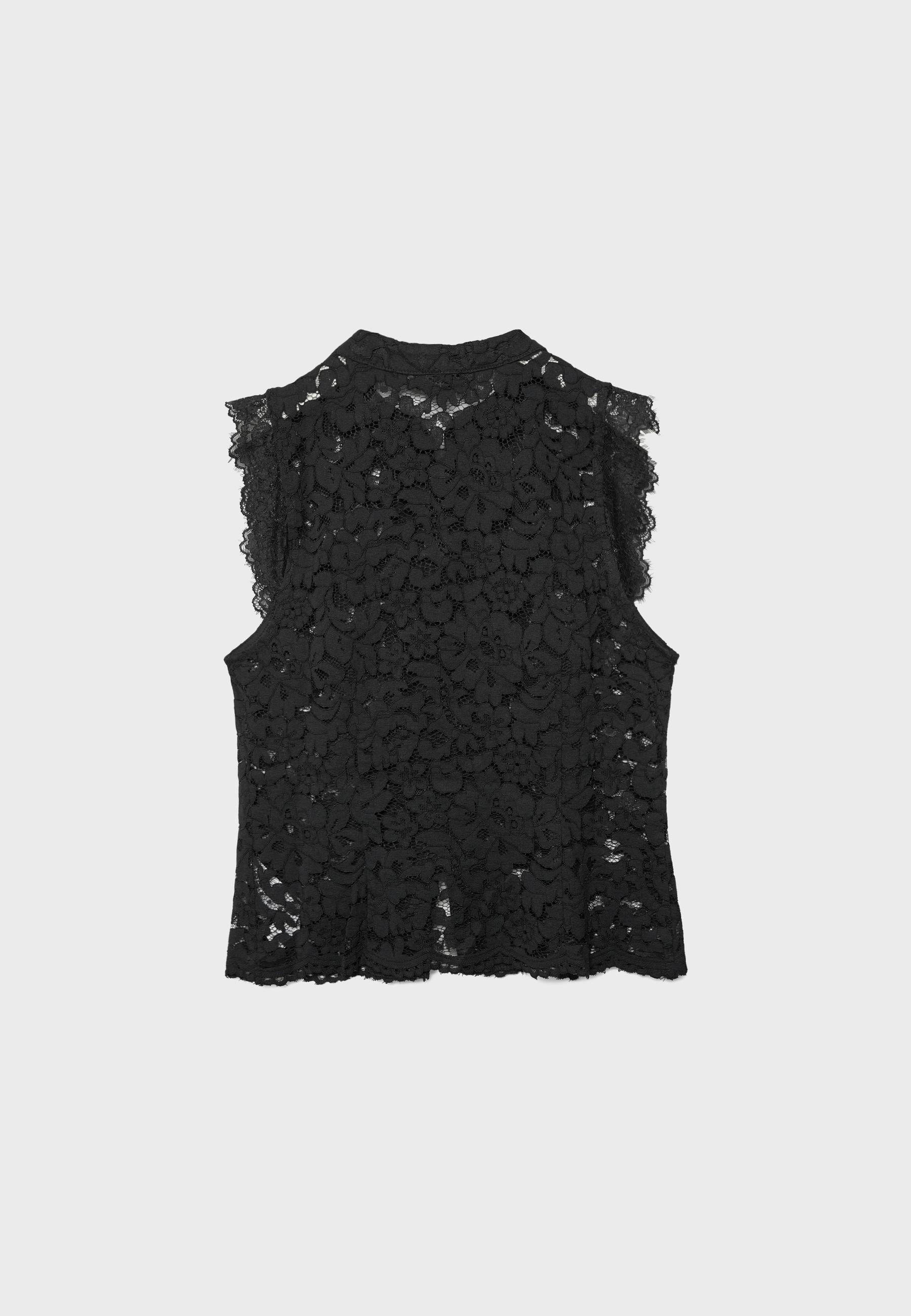 Lace toggle top — Black