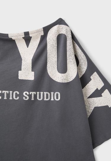 Gathered printed T-shirt — Dark grey 9