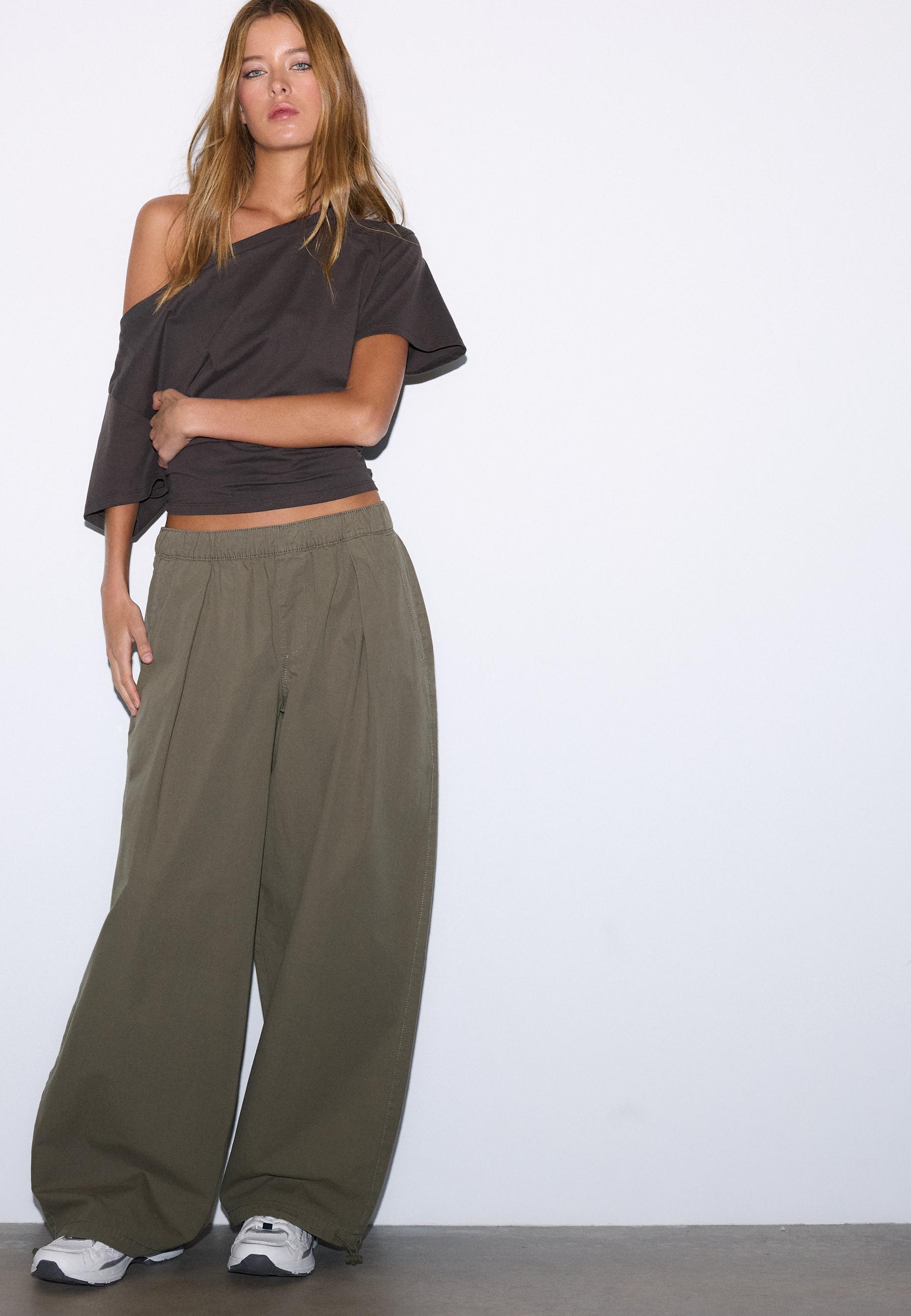 Stoperli poplin barrel pantolon - Görsel 3