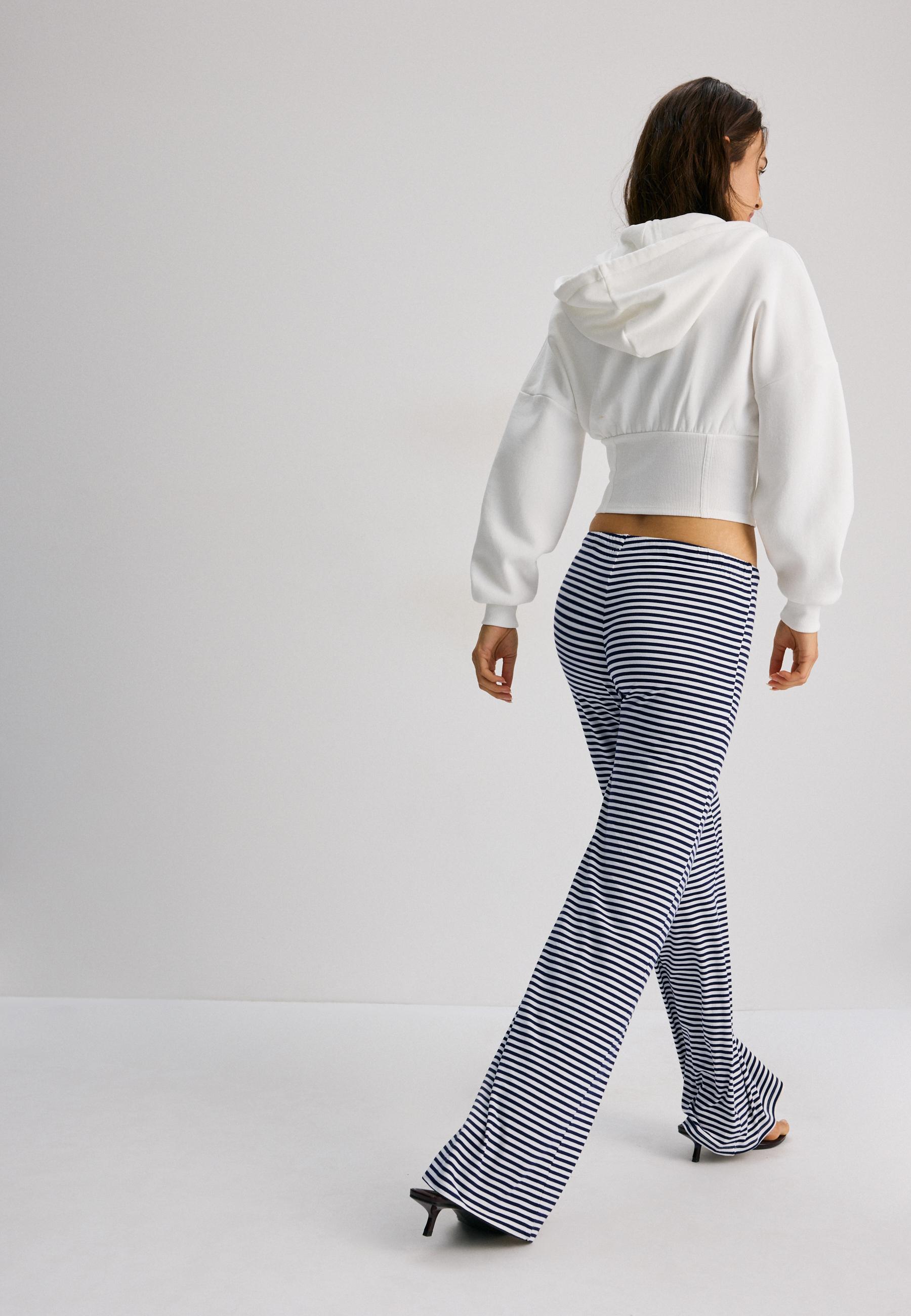 Striped slim-waist joggers — Dark blue