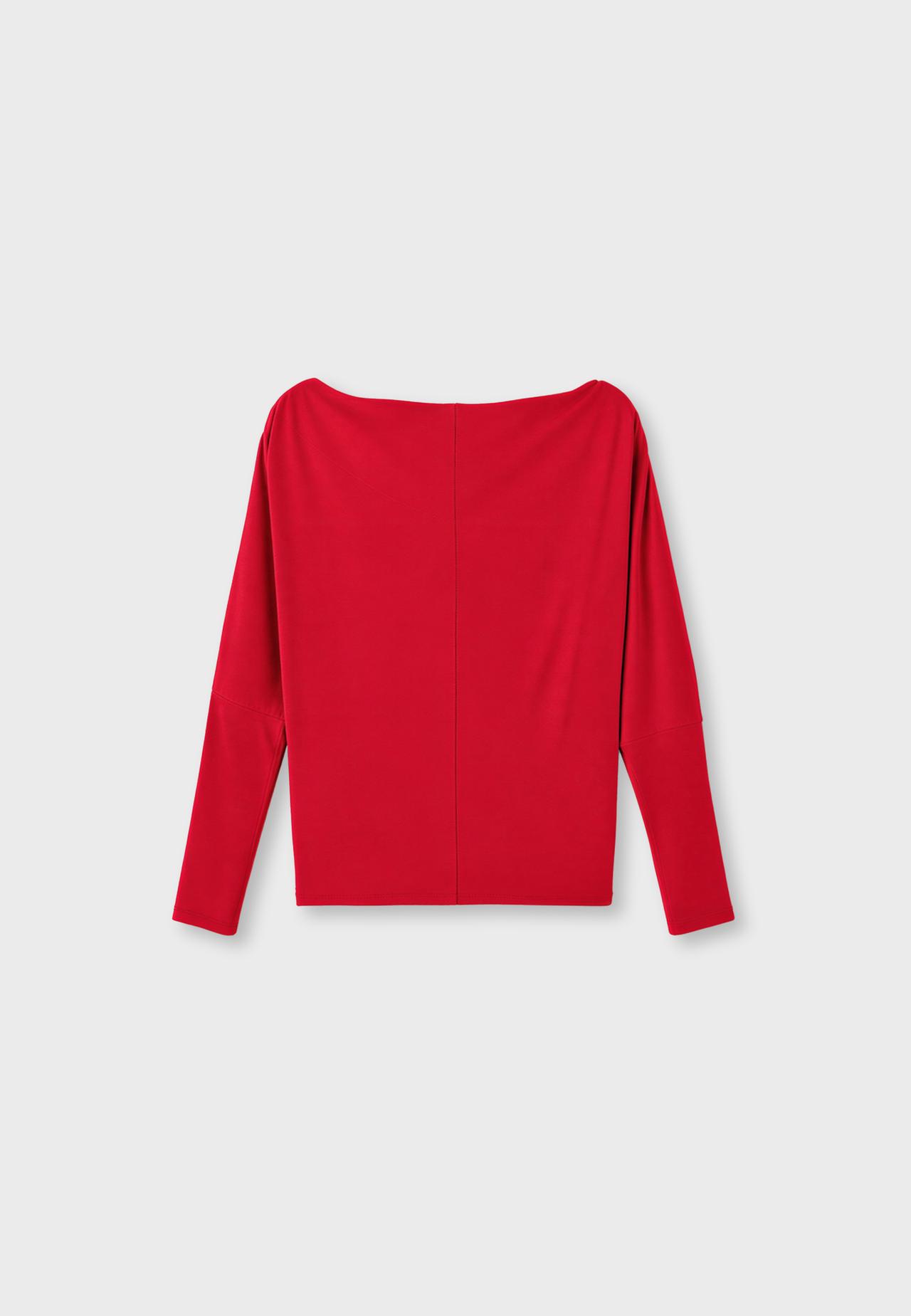 Asymmetric modal T-shirt — Dark red
