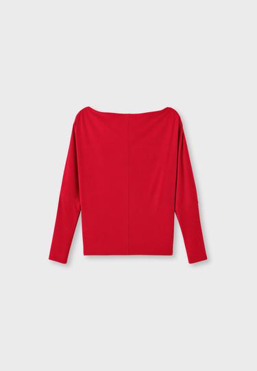 Asymmetric modal T-shirt — Dark red 8