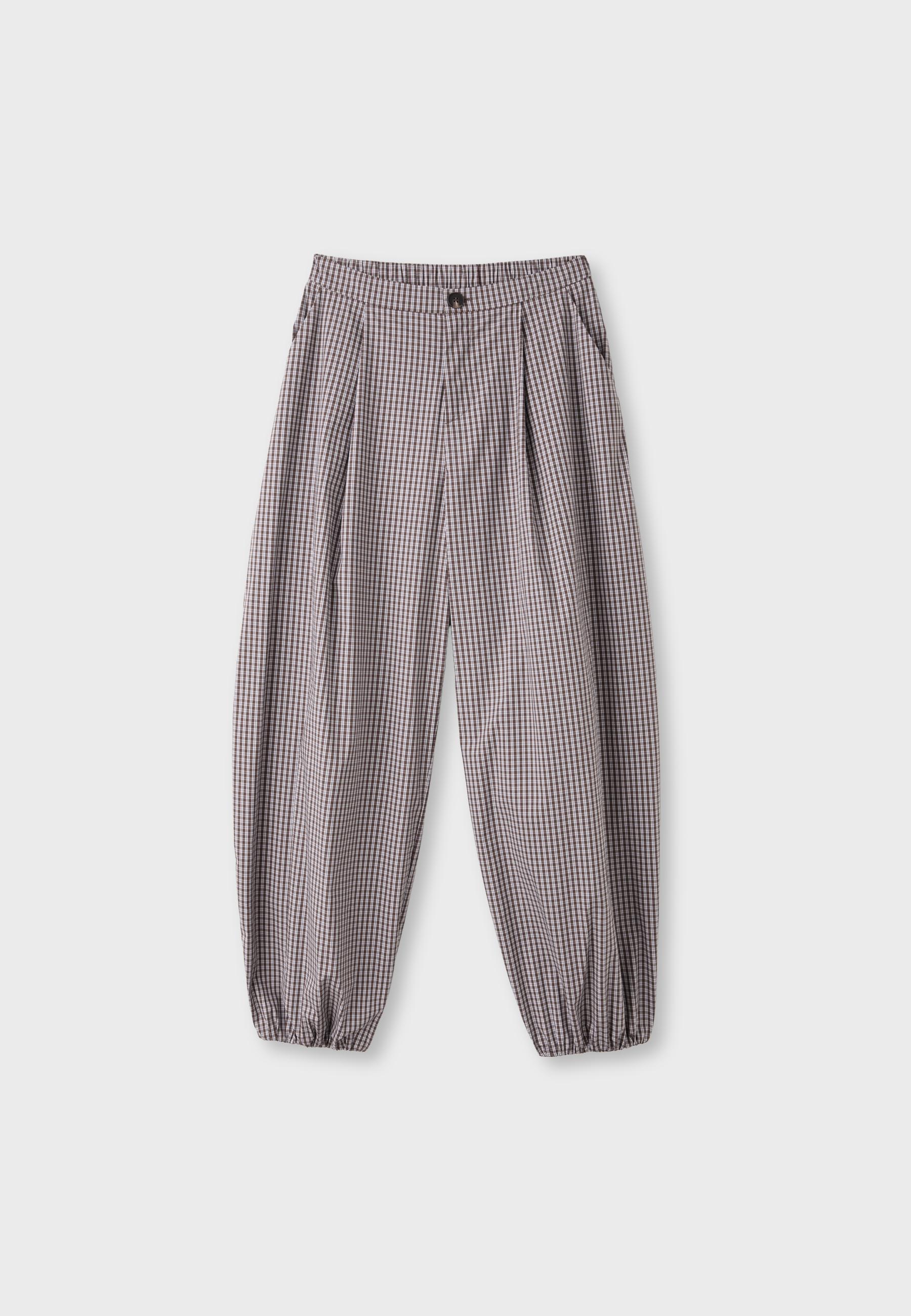Checked balloon trousers — Brown
