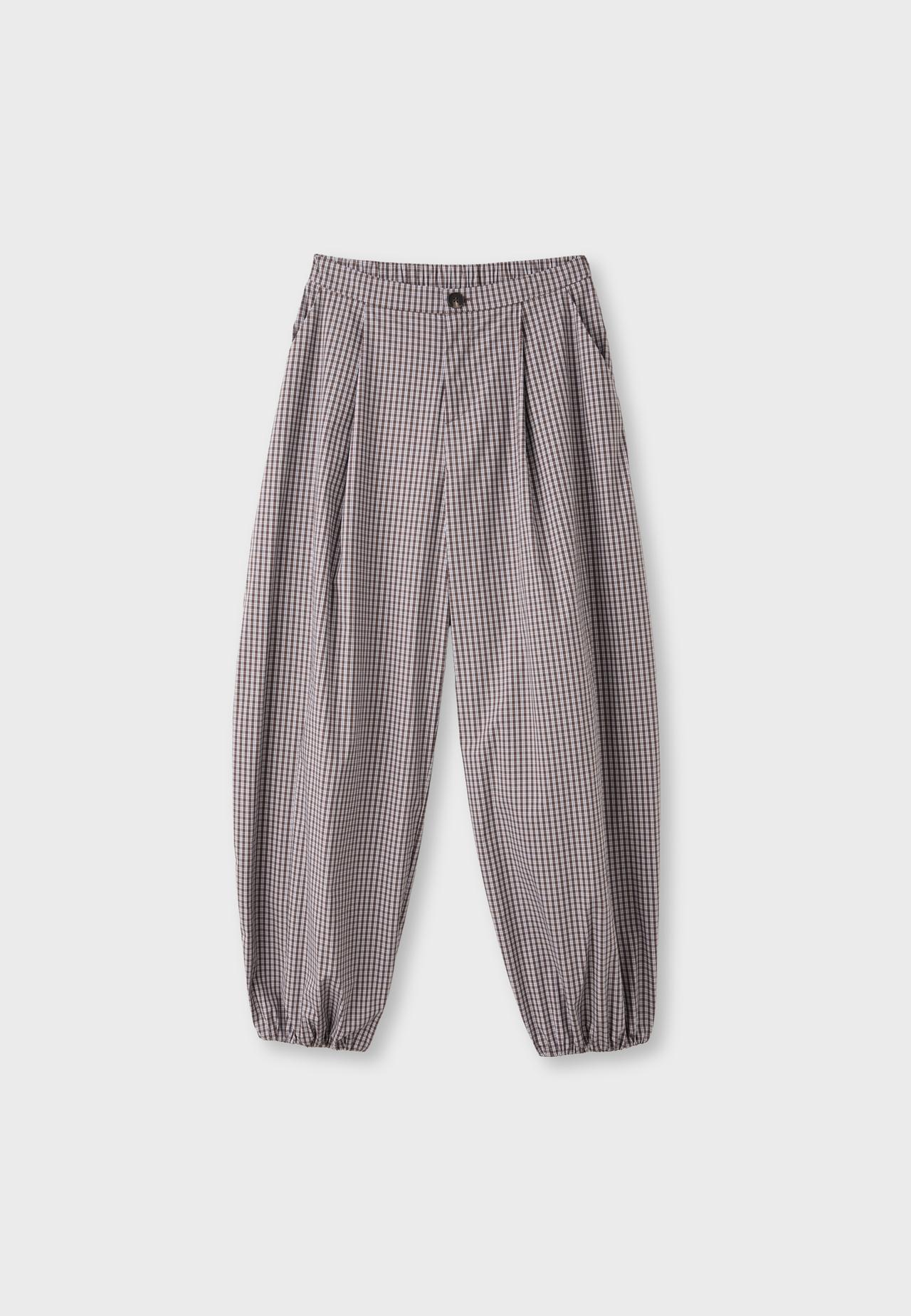 Check balloon trousers — Brown