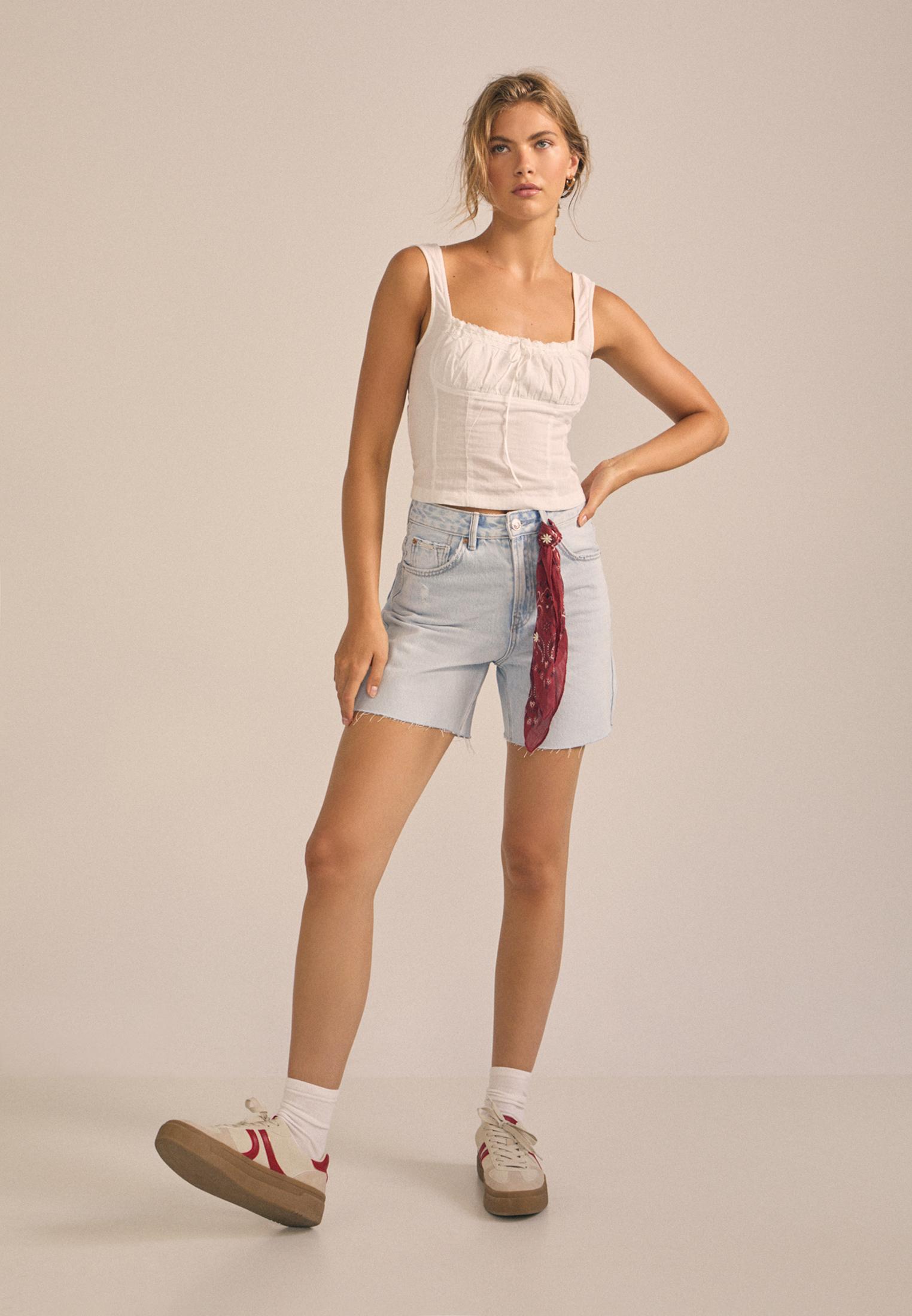 D93 Longline shorts — MEDIUM LIGHT BLUE DENIM
