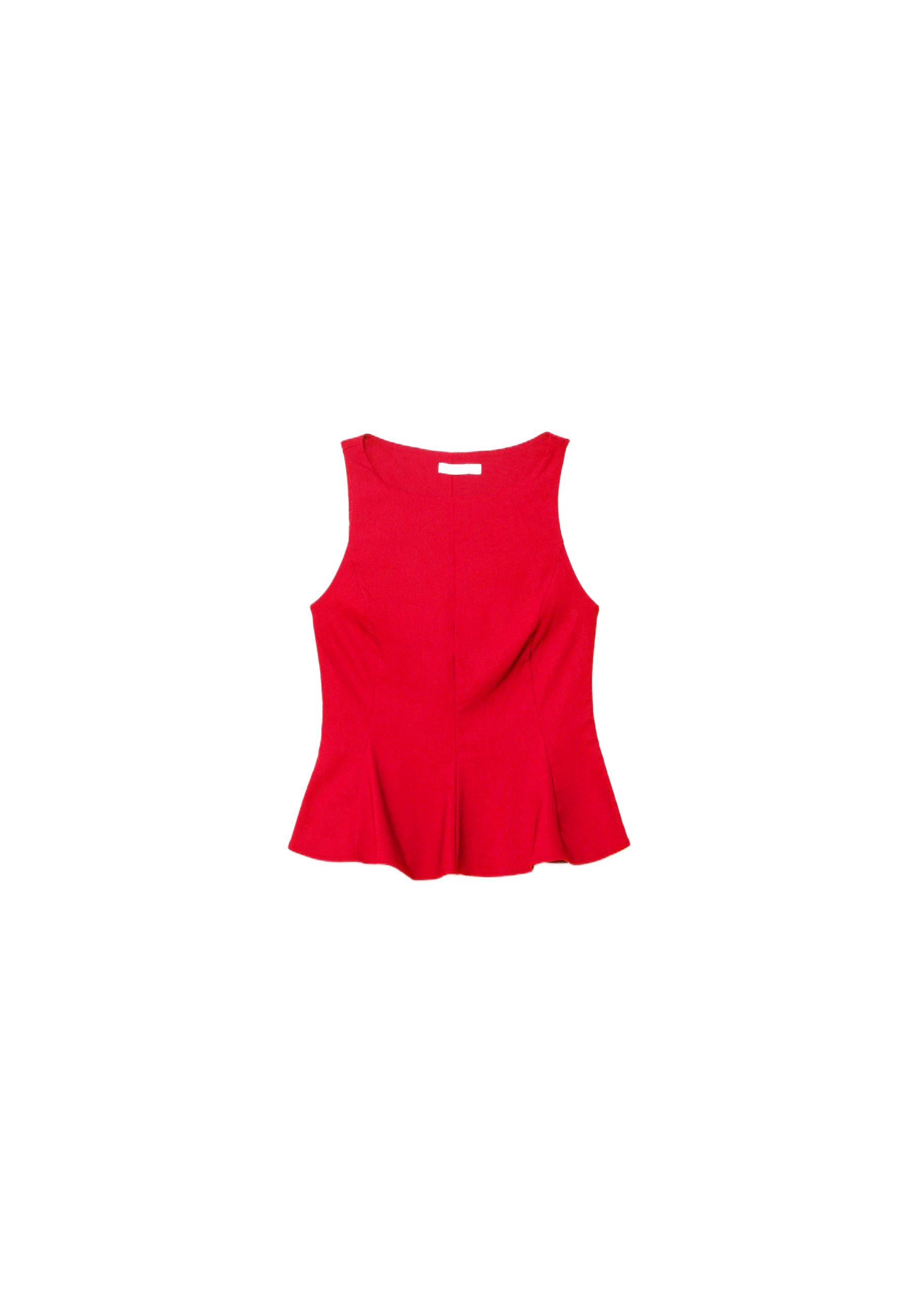 Sleeveless peplum top — Red
