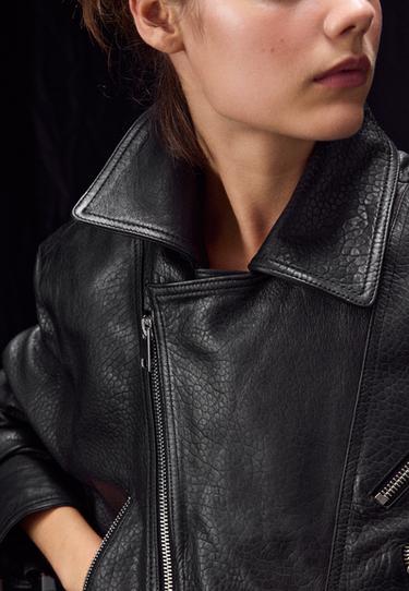 100% leather biker jacket — Black 4