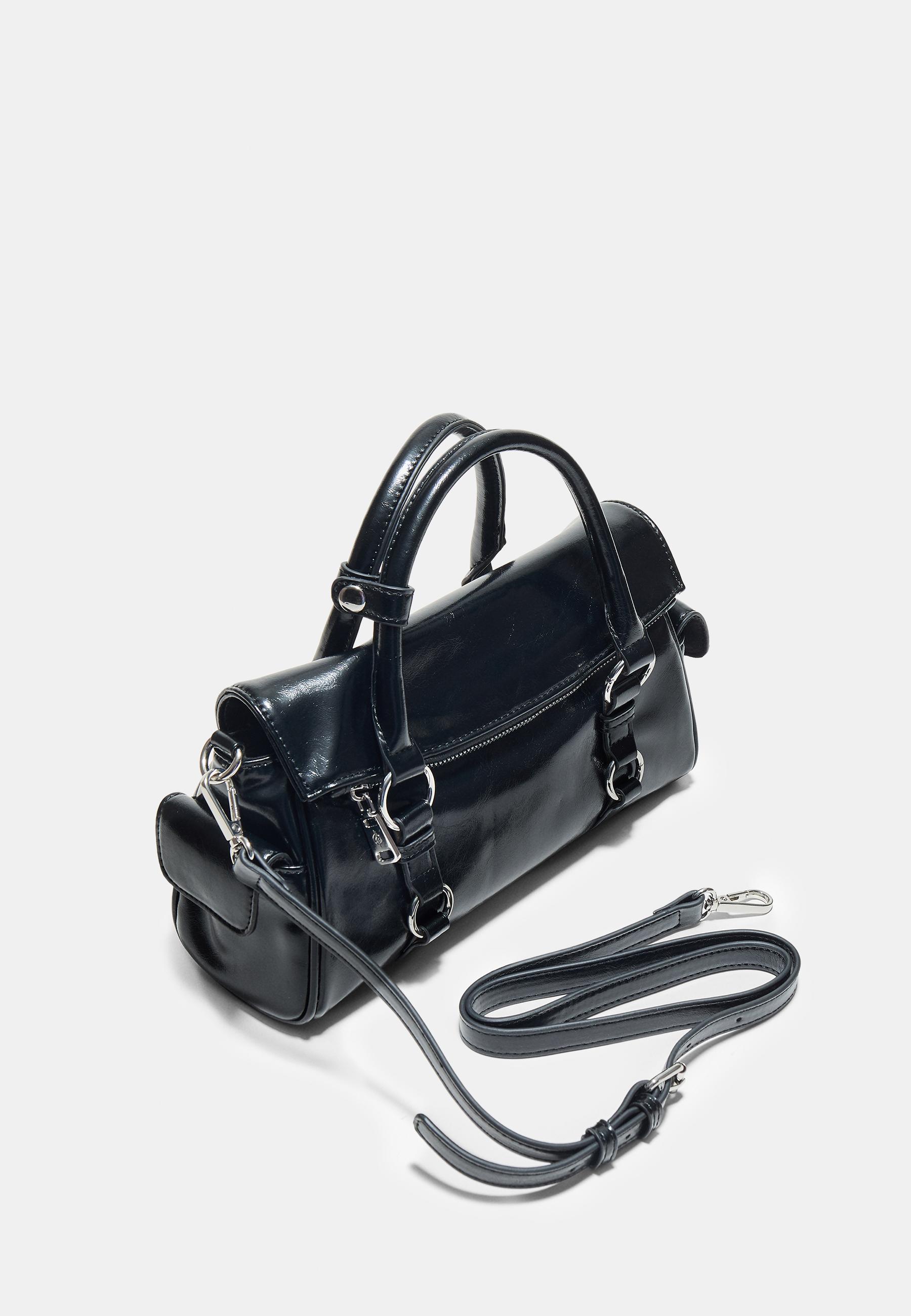 Zip-flap crossbody bag — Black