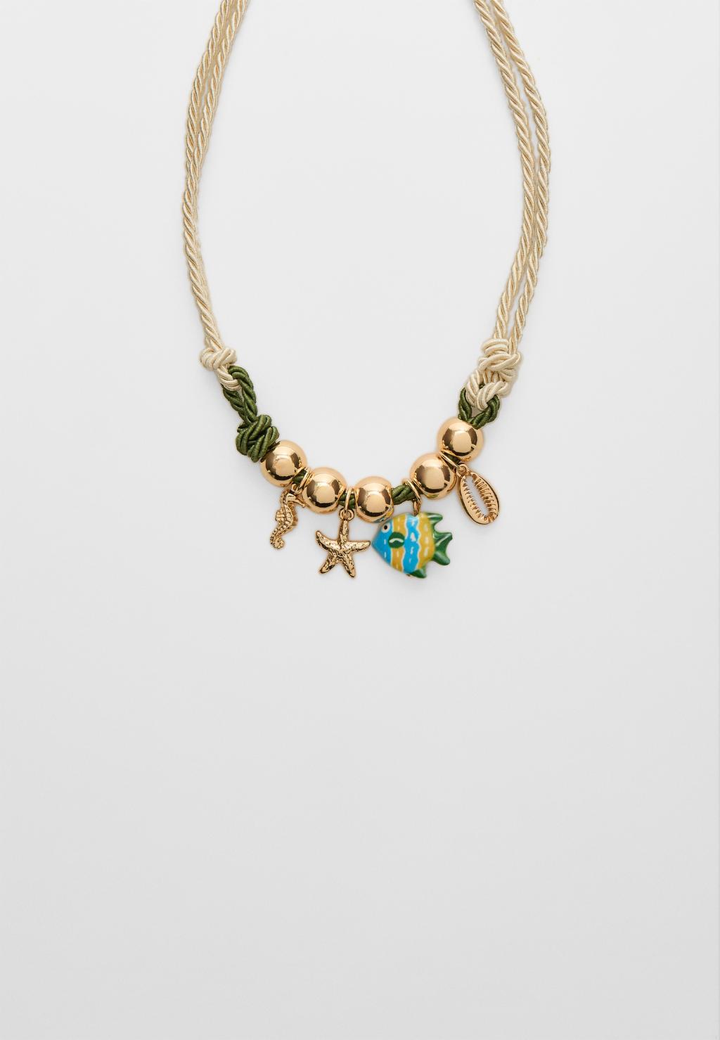 Collier corde avec breloque poisson