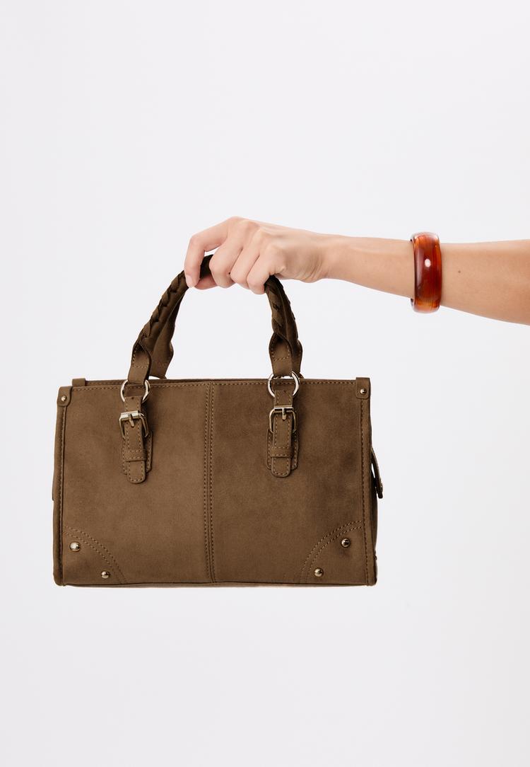 schoudertas met gevlochten handvat