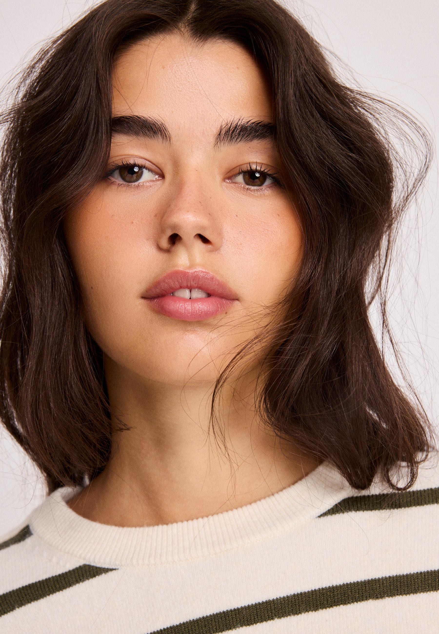 Wide sleeve cropped knit jumper — Vanilla