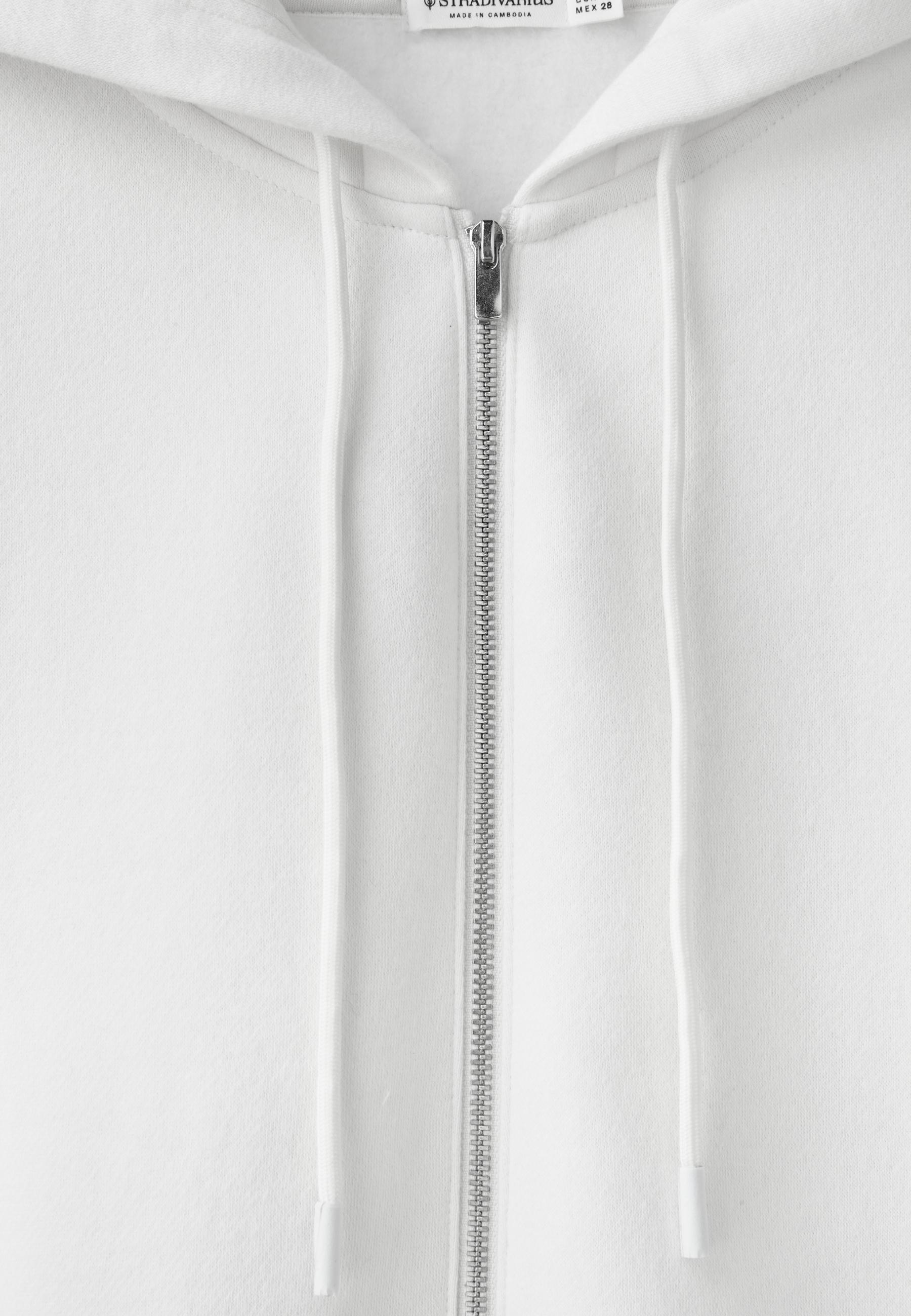 Zip-up hooded sweatshirt — Ecru