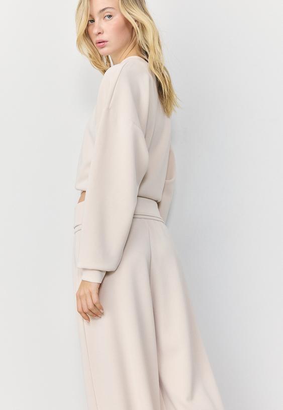 sweatshirt de toque suave com manga morcego