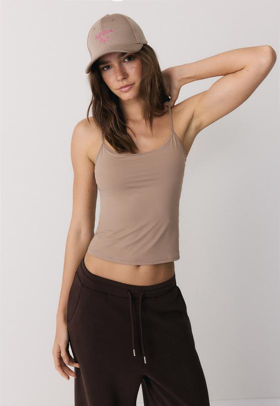 Stradivarius Basic Tank Top Beige Xl