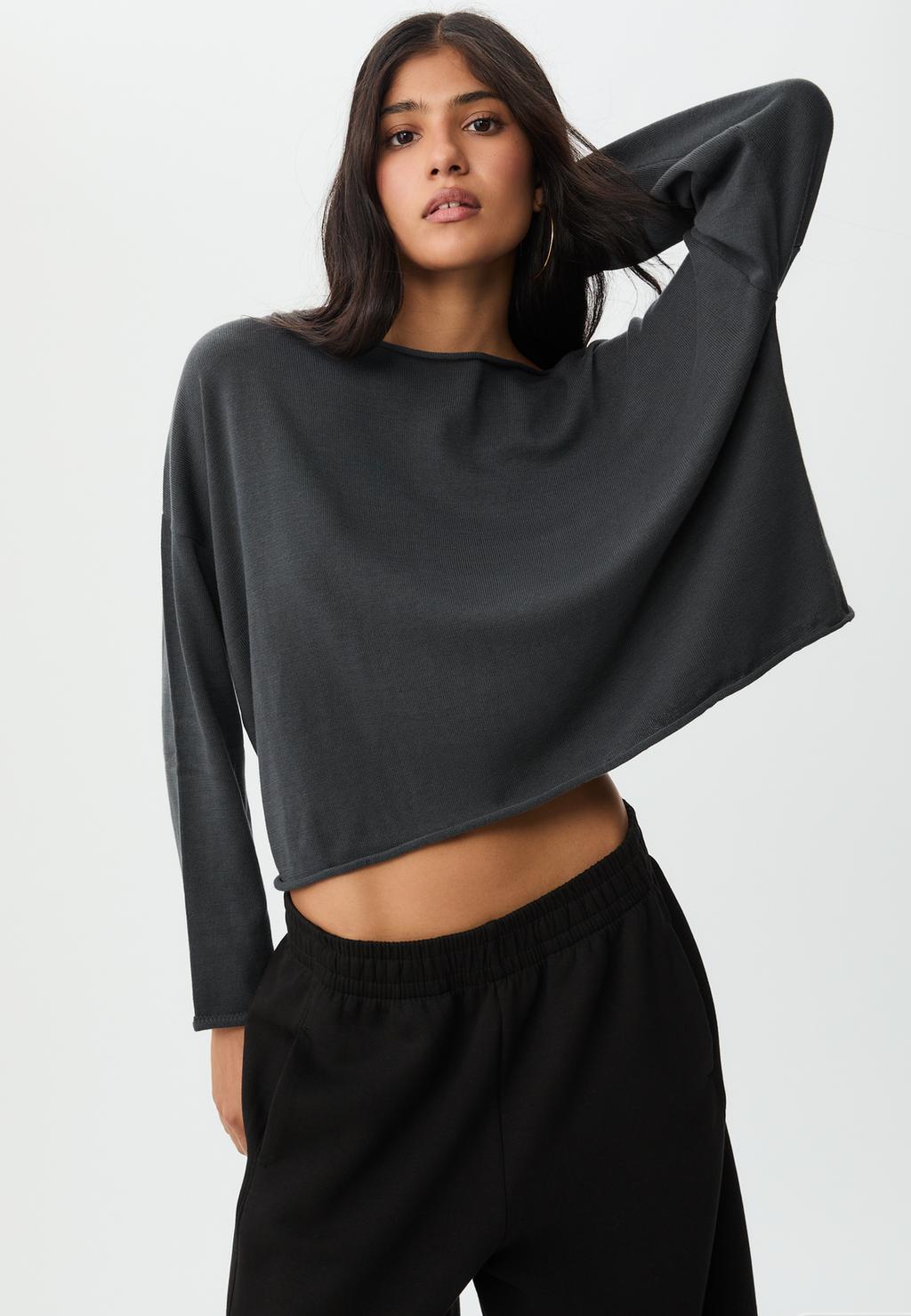 Cropped trui met boothals