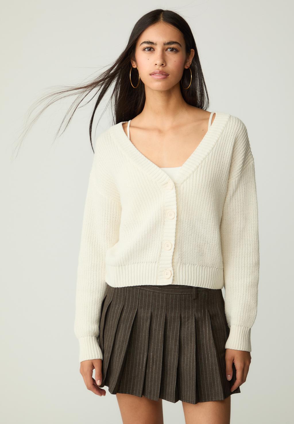 Button-up knit cardigan