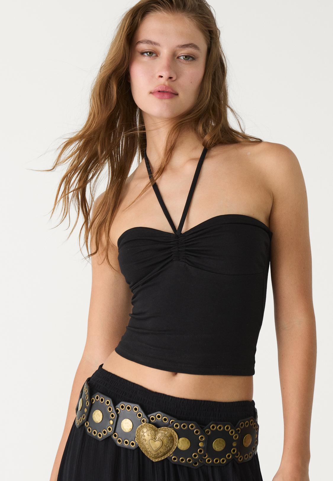 Bandeau top with tie detail Women's fashion Stradivarius