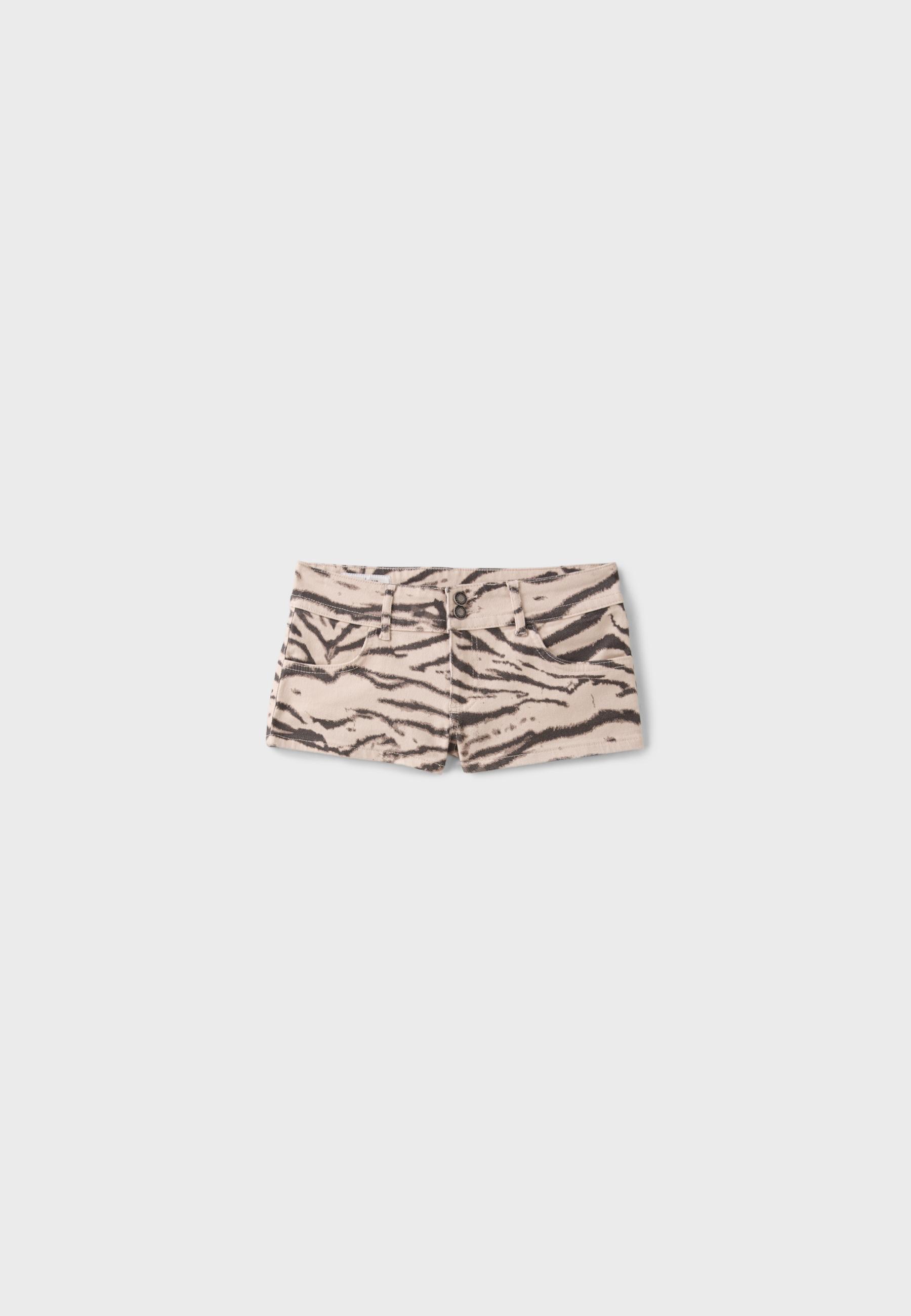 Zebra print mini shorts — Stone