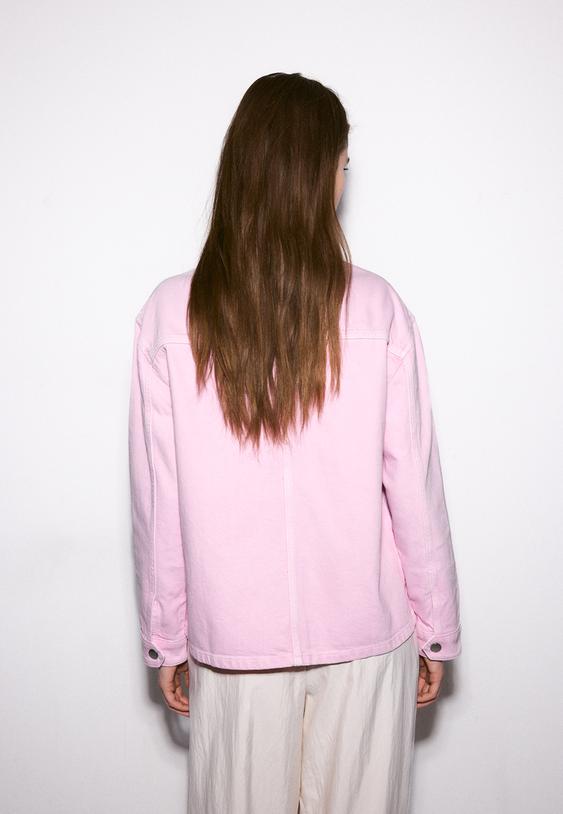 Stradivarius Jacket With Patch Pockets Neon Pink Xs