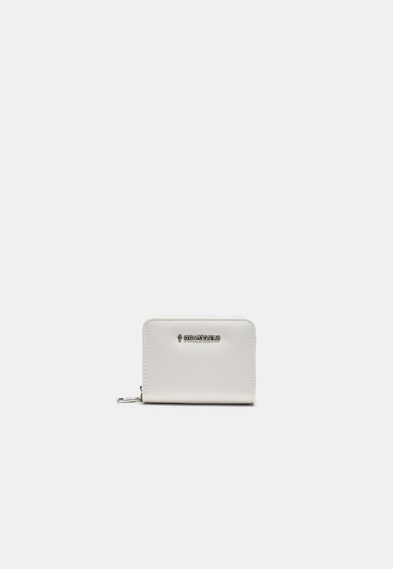 Stradivarius Leather Effect Zipped Purse White Os