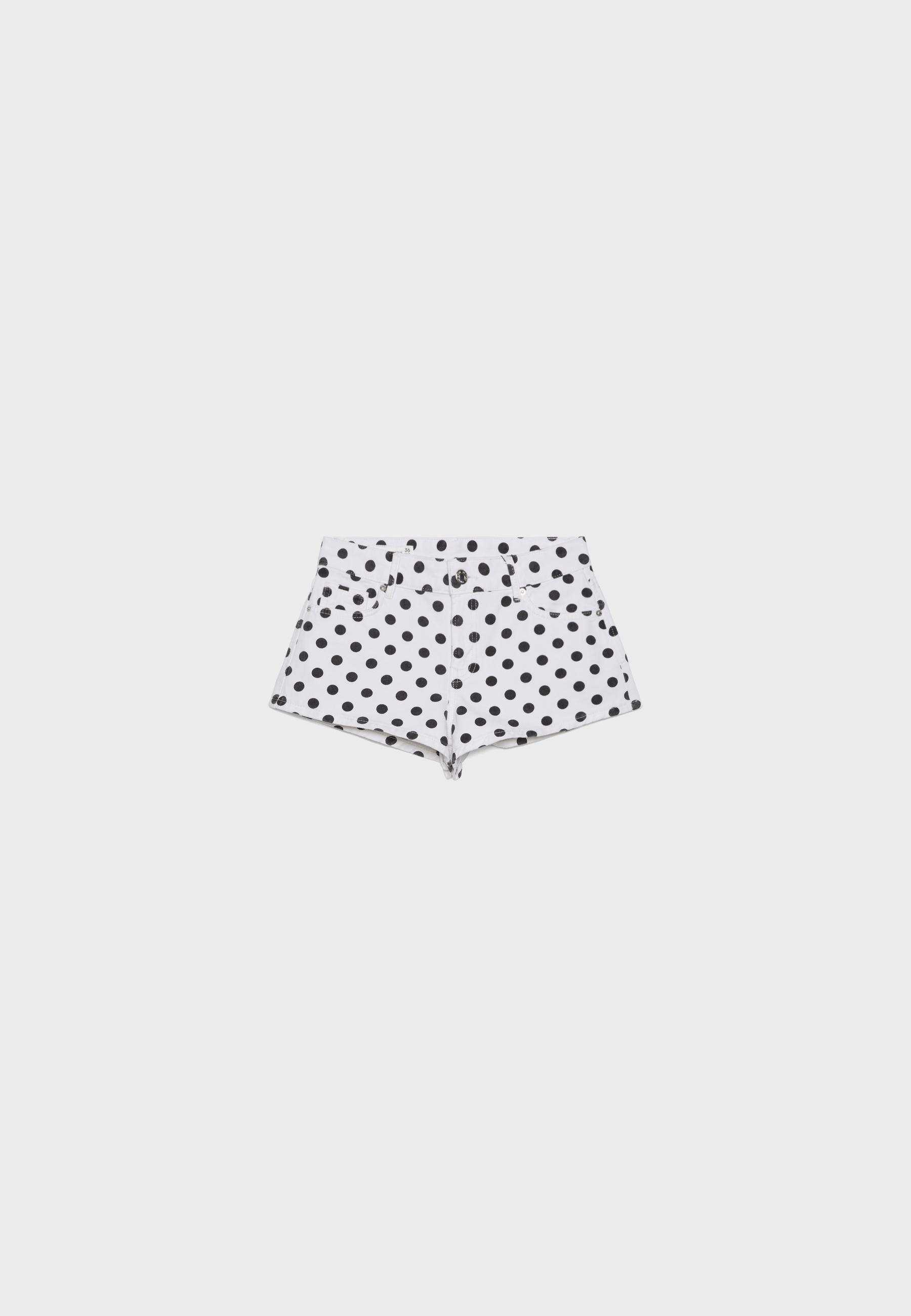 Printed polka dot shorts — White