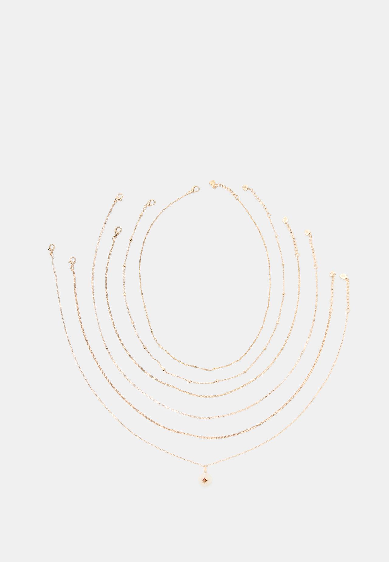Set of 6 charm necklaces — Gold