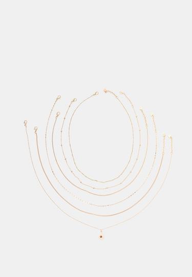 Set of 6 charm necklaces — Gold 1
