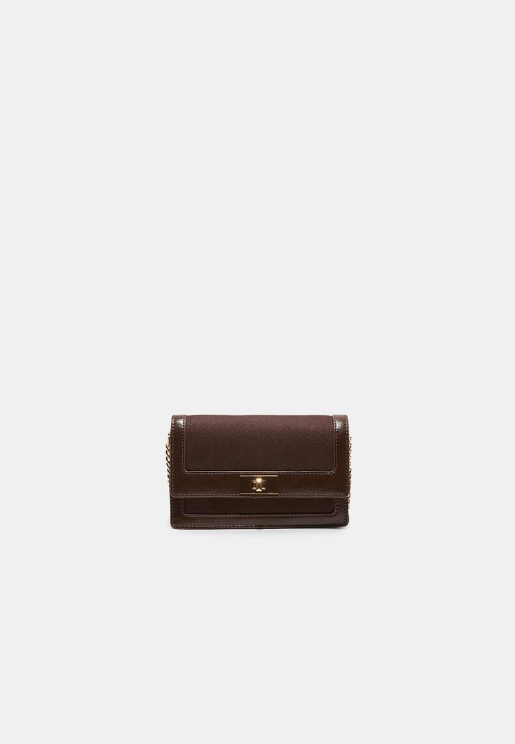 Stradivarius Geantă Crossbody Combinată Canvas Maro Os