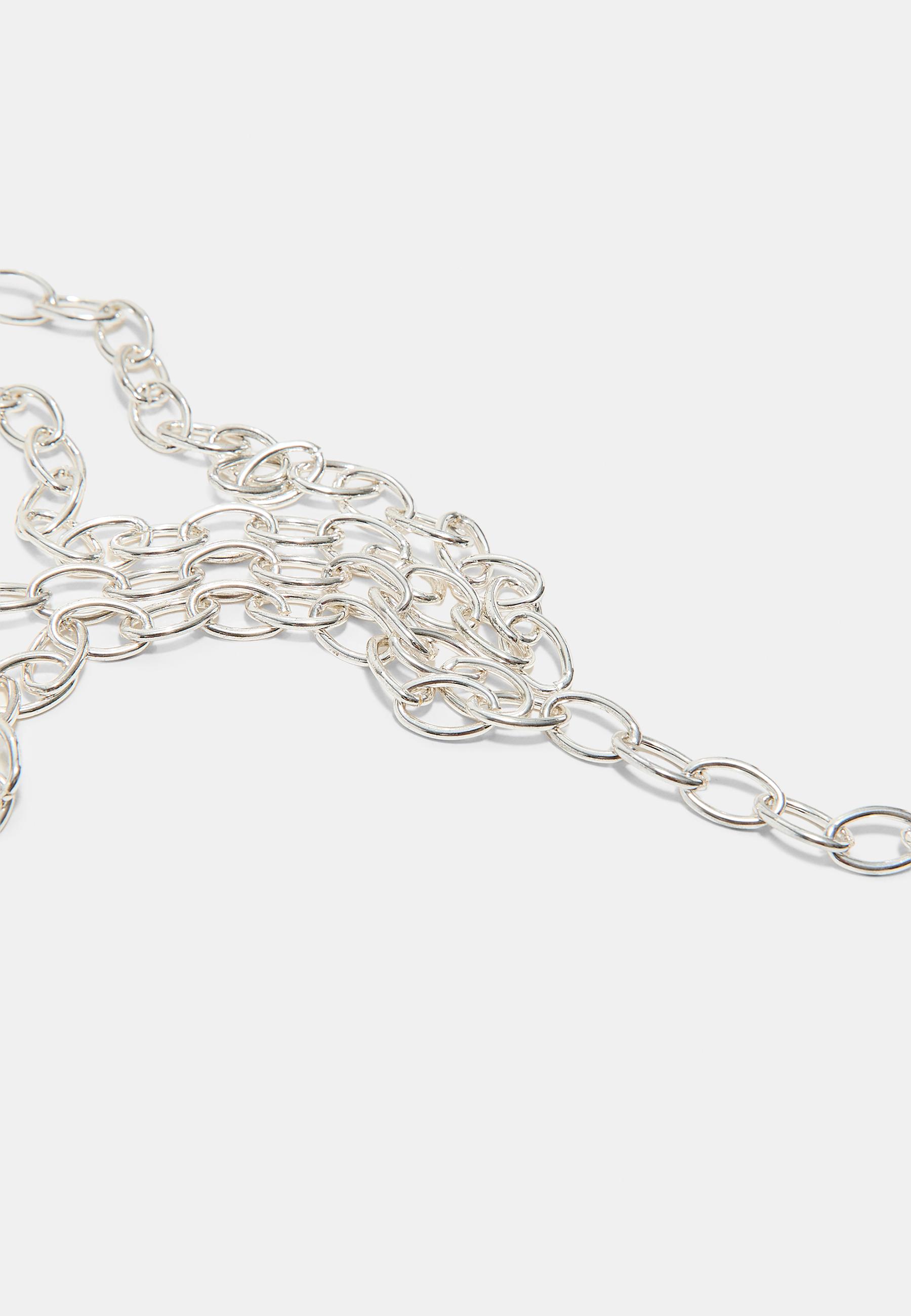Set of 2 lariat chain necklaces — Grey