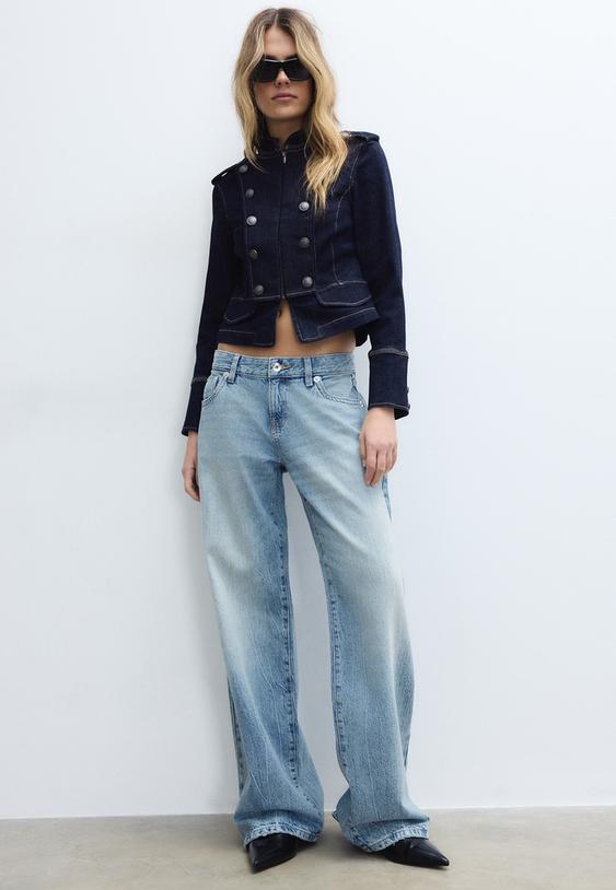 jeans low waist straight tasche borchie