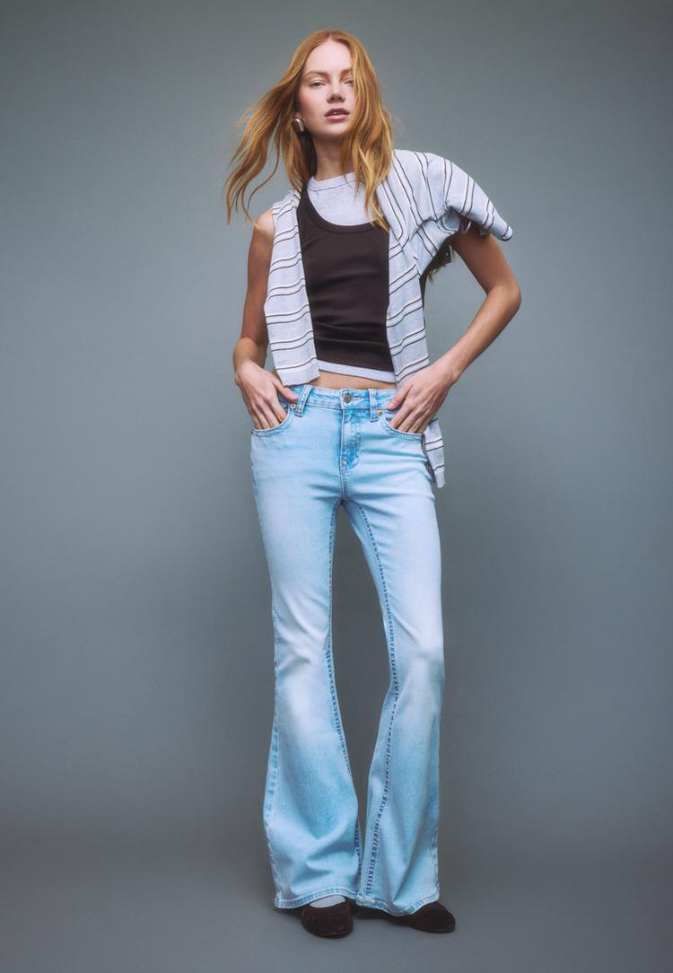 Stradivarius D04 Χαμηλόμεσο Τζιν Καμπάνα Γαλάζιο 32