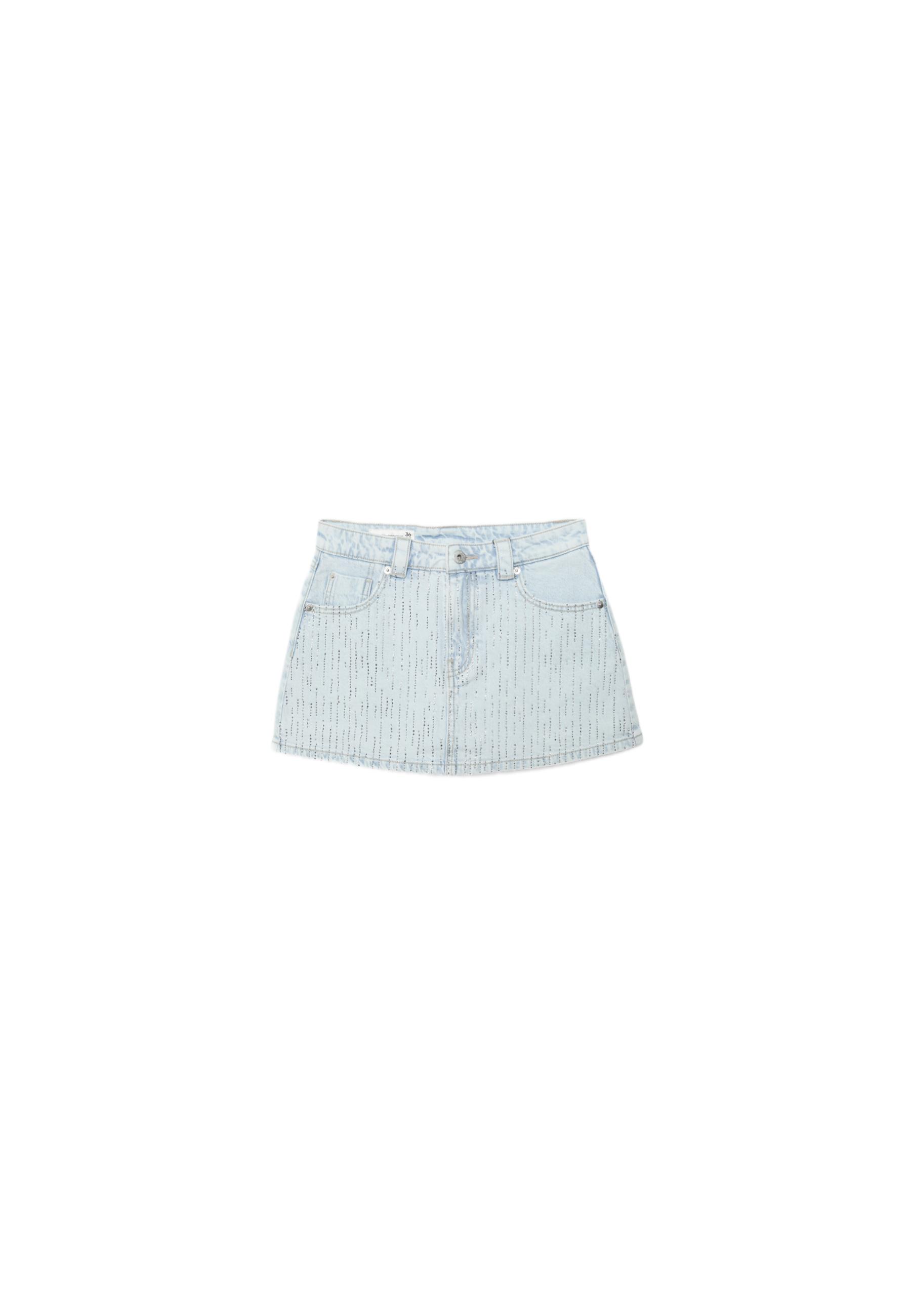 Denim skort with rhinestones