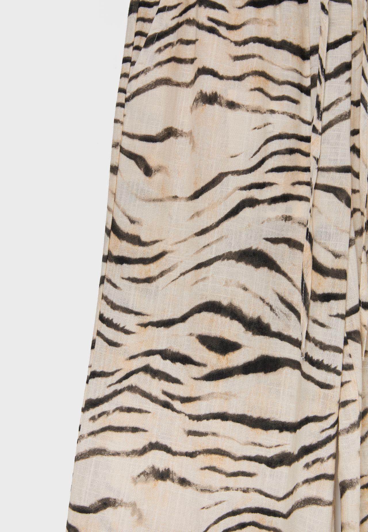 Straight-leg linen-effect trousers — Beige