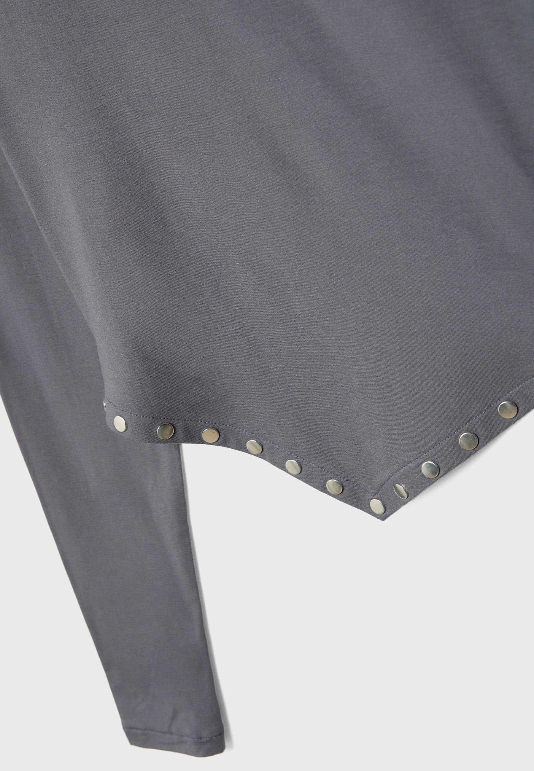 Studded V-neck T-shirt — Dark grey
