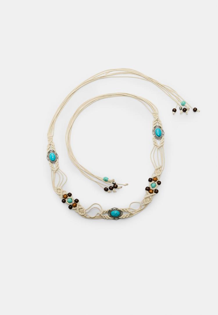 cintura in macrame con perline