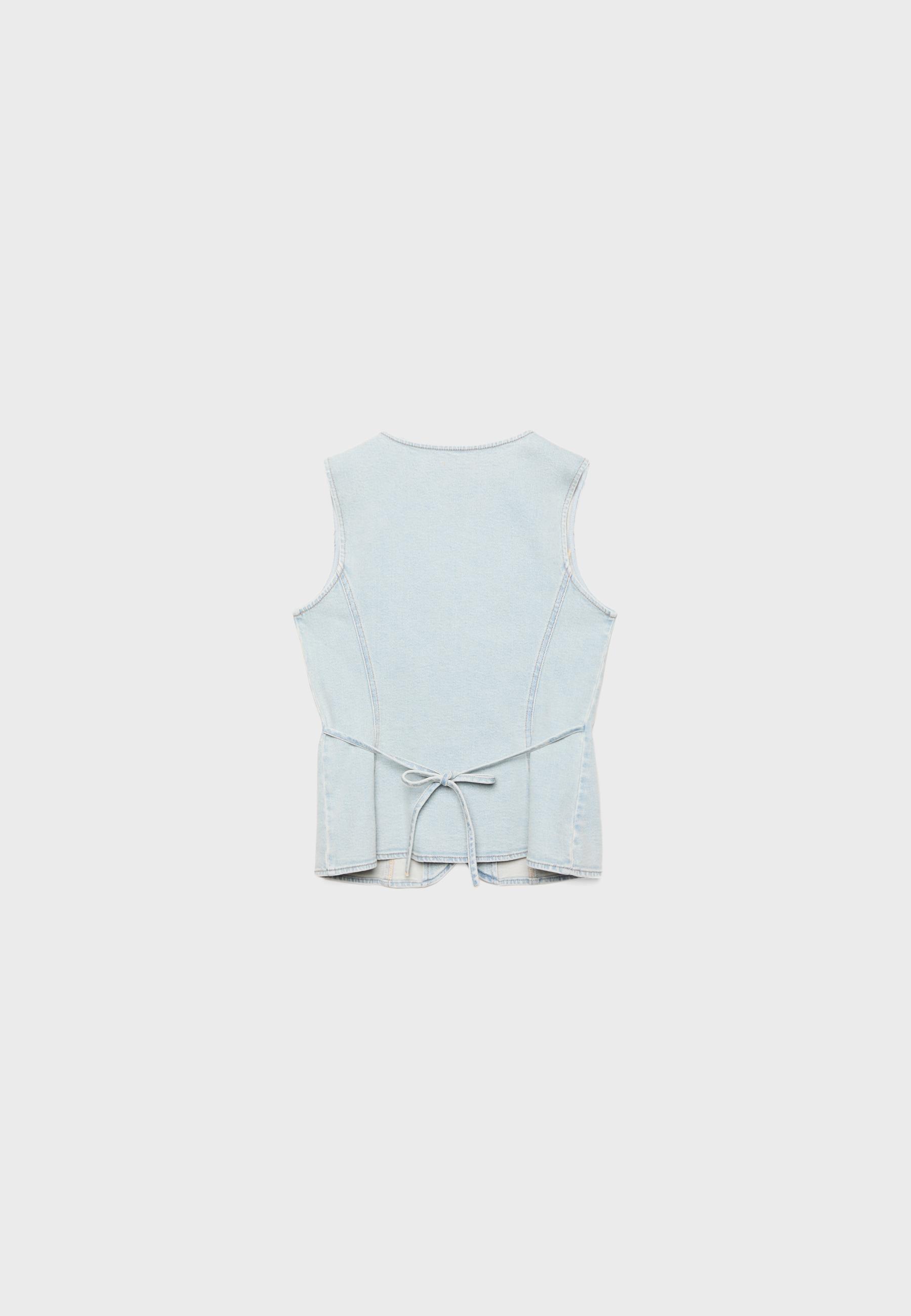 Fitted denim top — MEDIUM BLUE DENIM