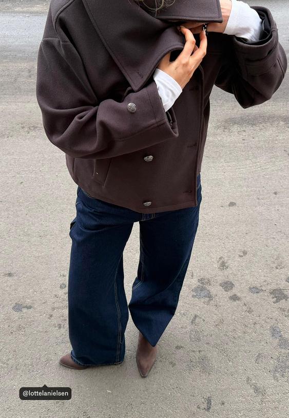 Stradivarius Soft-Touch Crossover High Neck Jacket Brown L