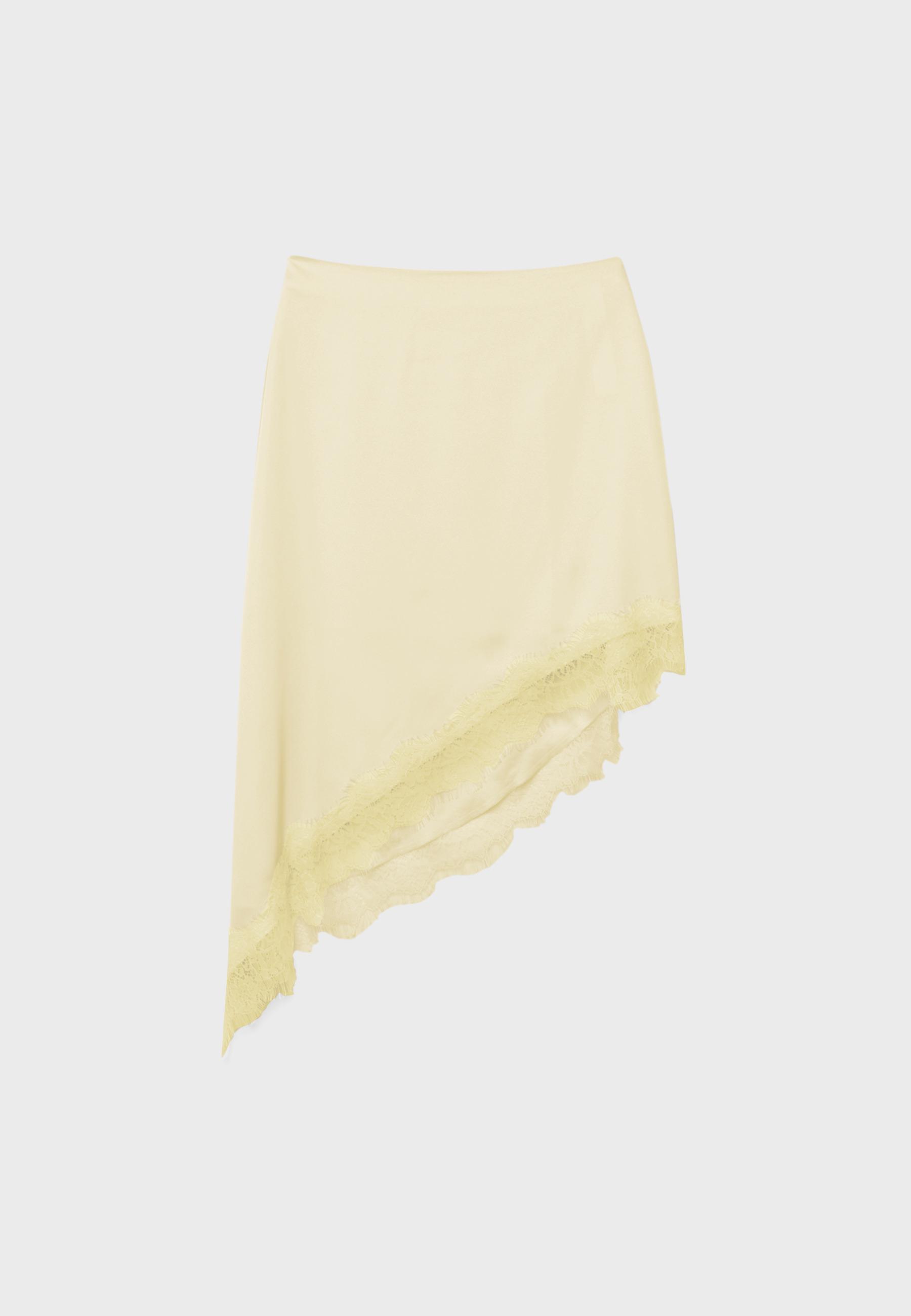 Satin asymmetric skirt — Pastel yellow