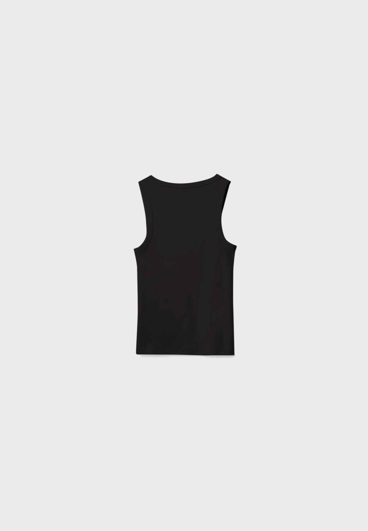Cotton ribbed racerback T-shirt — Black